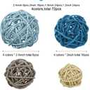 Patelai 72 Pcs Wicker Rattan Balls Decorative Balls for Vase Centerpiece Bowls Orbs Filler for Spring Summer Craft Home Decor, 4 Sizes(Blue, Sky Blue, Gray, Beige, White)