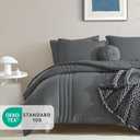 Monbix King Size Comforter Set - 7 Pieces Bed in a Bag King, Grey Bedding Sets with Comforter, All Seasons Comforter Bed Set with Sheets, Pillowcases & Shams