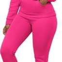 LovelyWholesale Womens Sweatsuits 2 Piece Set Hoodie Sweatshirts and Jogger Sets (Medium, Hot Pink)