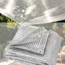 65% Aluminum Foil Shade Cloth with Grommets,8ft x 8ft, Mesh Sun Block Fabric Cover, Canopy, Privacy Screen for Outdoor Patio, Garden, Backyard, Silver