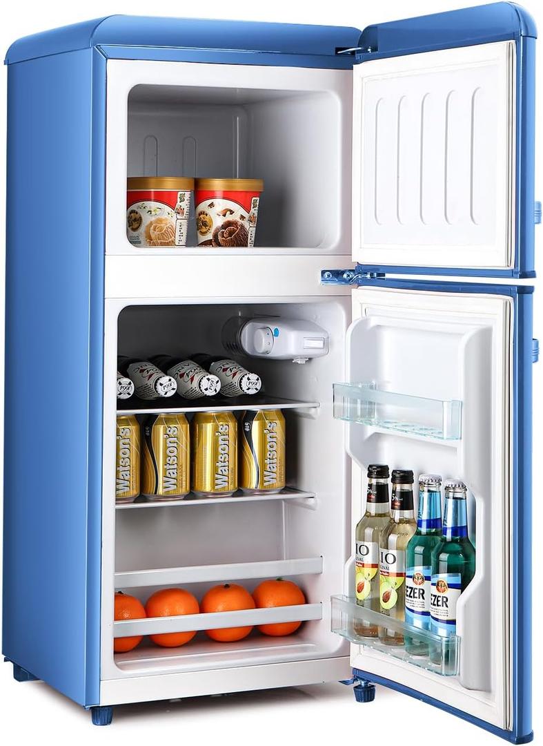 TY-FLS-80G-BLUE-H018 Retro Mini Fridge with Freezer, Blue