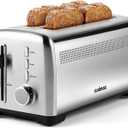 4 Slice Toaster, CUSIMAX Extra-Long Slots for Artisan Bread, Quick Glance Function, 9 Shade Settings, Bagel/Defrost/Cancel Functions, Removable Crumb Tray, Cool-Touch Stainless Steel Body
