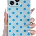 Skyseaco Compatible with iPhone 15 Pro Case Cute Polka Dot Phone Case Soft Slim TPU Shockproof Phone Cover Full Camera Protection for Women Girls - Blue