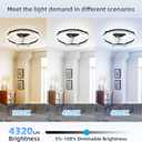 20 Inch Low Profile Ceiling Fans with Lights and Remote, Flush Mount Upgrade 7-Blade Ceiling Fan with Light, 3000K-6500K Dimmable Modern Fandelier Ceiling Fans for Bedroom, Diamond Black