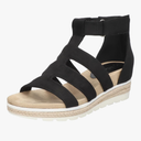 Bella Vita Women's Zinia Wedge Sandal, Black, 6W