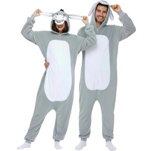 GKTOP Grey Hooded Donkey Costume Adult - Unisex Animal Onesie for Halloween Cosplay Party (S)