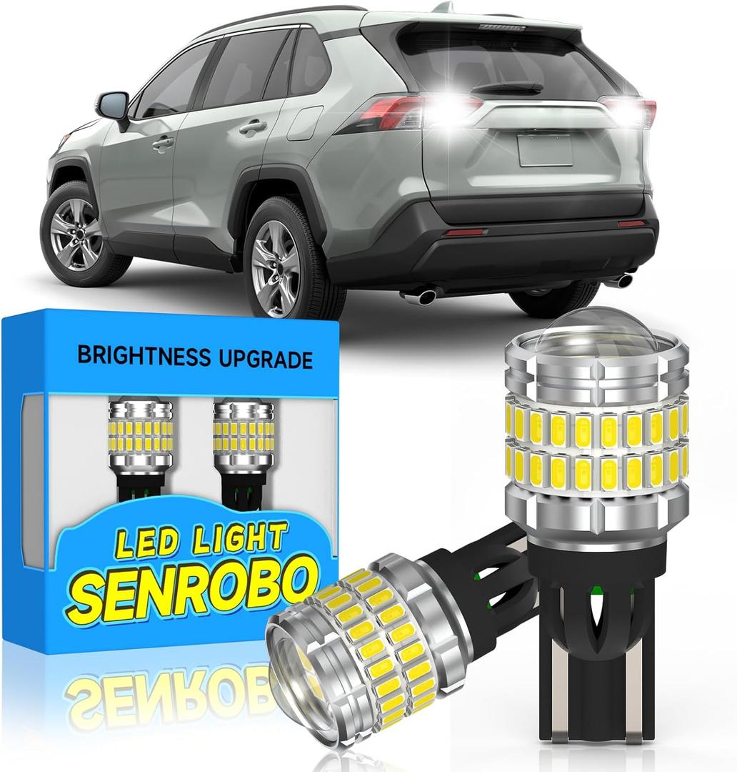 921 912 LED Reverse Light Bulb Fit for Toyota RAV4 2006-2025, Super Bright T15 LED Bulb with Lens, 6000K Cool White Backup Lights Replacement, Pack of 2