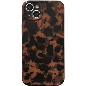 Tortoise Shell Phone Case Compatible for iPhone 15 Retro Leopard Cheetah Print Chic Animal Pattern Flexible Soft TPU Protective Cool Girls Amber Brown Phone Cover(for iPhone 15)
