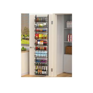 Over the Door Pantry Organizer, 10-Tier Over the Door Organizer with Adjustable Basket, Door Organization for Pantry Kitchen Storage Room Spice Rack, Black