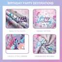 Happy Birthday Decorations For Women,Birthday Backdrop,Banner Balloons,Table Cloth,Paper pom poms Party Supplies for Girls (Mermaid)