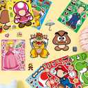 24 Sheets 5.8x4.4 DIY Make a Face Mario Stickers for Teens, Make Your Own Mixed & Matched with 8 Designed Characters(3 of Each) Sticker for Birthday Party Supplies Favors Class Reward (Mario)