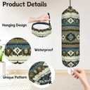 Boho Ethnic Stripes Plastic Bag Holder 2 Pcs Grocery Bag Organizer Reusable Trash Bags Organizer Wall Mount Washable Kitchen Dispenser Holders with Drawstring Closure