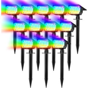 Solar Spot Lights Outdoor Color Changing, [7 Mode/12 Pack] Christmas Landscape Spotlights, Solar Lights Outdoor Waterproof, Solar Led Powered Flood Light for Outside Pathway Yard Garden Walkway