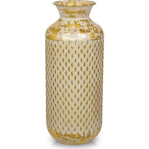 Flower Vase Rustic Metal Vases, 16" Gold Vintage Pattern Vase for Farmhouse Home Dcor Artificial Flowers and Centerpieces