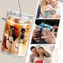 Yekidos Personalized Extra Large Glass Drinking Cup With Lid Straw Boss Gifts For Women Cute Mug Gift For Her Iced Glass Tumbler Initial Cup Retirement Gift Must Haves For Women Apartment Essentials