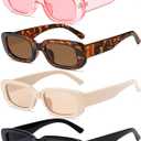 4 Pieces Retro Vintage Sunglasses Small Square Rectangle 90s Glasses Trendy Y2K for Women Aesthetic Accessories
