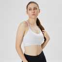 Women's Scoop Neck Adjustable Thin Straps Supportive Wireless Yoga Workout Sports Bra (White, XS)