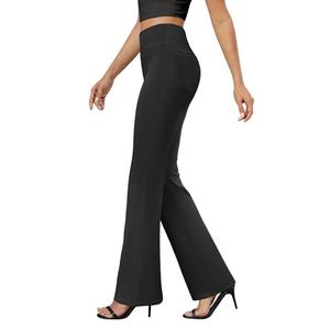 DLOODA Womens Bootcut Dress Pants Business Casual Work Pants with Pockets High Waist Stretchy Trousers Pull On Office Slacks Black XXL
