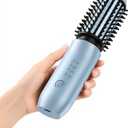 CARESKY Cordless Curling Iron Brush, 1.5 Inch Mini Travel Hair Curler with 200 Million Negative Ions, Portable Heated Round Straightener Brush Rechargeable for Curl, Touch-Up (Serene Blue)