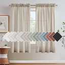 H.VERSAILTEX Linen Curtains Elegant Natural Linen Semi Sheer Curtains Energy Light Filtering Rod Pocket Window Treatments Panels for Living Room (Set of 2, Oatmeal, 52 inch W X 63 inch L)