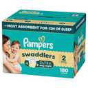 Diapers Size 2, 180 Count and Baby Wipes - Pampers Swaddlers Disposable Baby Diapers and Water Baby Wipes Sensitive Pop-Top Packs