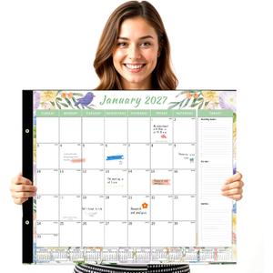 Desk Calendar 2026-2027, 22" x 17" 18 Month Wall Calendar Runs from January 2026 to June 2027 Large Desktop Calendar for Home Office Planning Personal Organisers, Flower Style