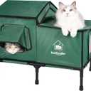 Cat Houses for Outdoor Cats, Outdoor Cat House Weatherproof with Insulation Layer for Warm, Foldable Cat Shelter, Cave Beds for Pets Up to 55lbs for Garden, Patio, or Backyard (Green-L)