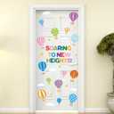 3 x Hot Air Balloon Door Decal - Colorful Inspirational Window Door Clings Stickers Soaring to New Heights Positive Saying Wall Decals Motivational Phrases Sticker for Classroom Nursery Bedroom Decors