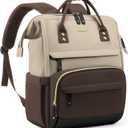 LOVEVOOK Laptop Backpack for Women, 17 Inch Work Business Backpacks Purse With Large Capacity, Waterproof Nurse Bag College Bookbag for School, Waterproof Casual Daypack for Travel (15.6 INCH, Apricot-coffee)