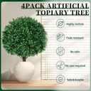 4Pack Artificial Boxwood Topiary Ball Trees,Fake Shrubs Bushes | Fake Evergreen Plants with Ground Spike,UV Resistant, No Maintenance,Faux boxwood for Outdoor Indoor Front Porch Garden Decor