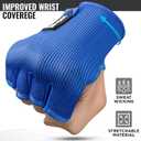 WYOX Hand Wraps Inner Gloves for Kickboxing, Hand Protection for Punching Bag Boxing Glove Liners, Muay Thai, Speed Bag Gloves, Wrist Wrap Training Gloves for Under Mitts & Elasticated (L/XL (22-26cm), Blue)