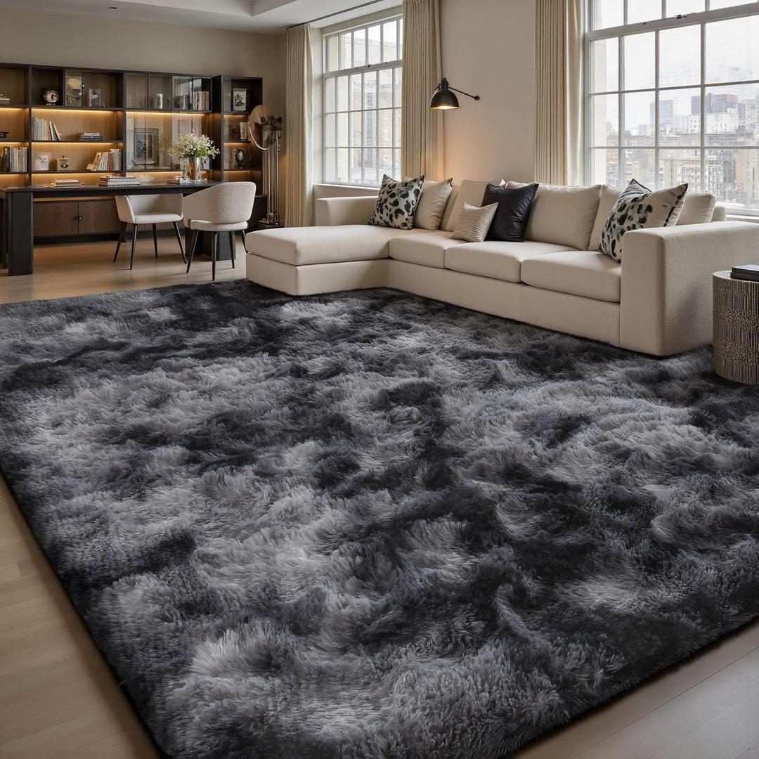 Sour Lemon 10x14 Area Rugs for Bedroom, Fluffy Rugs for Living Room, Large Area Rug Shag Shaggy Carpet Soft Plush Furry Bedside Rug, Machine Washable Area Rugs for Kids Girls Boys Home Decor Anti Slip