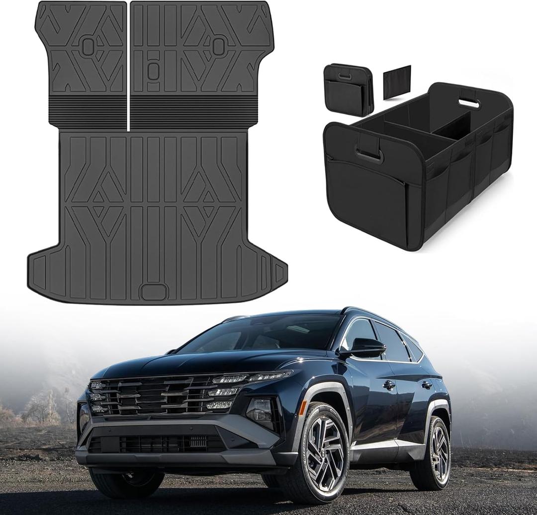 Cargo Trunk Mat with Backrest Mats for Hyundai Tucson 2022-2026,All Weather Protection TPE Heavy Duty Cargo Liner Tucson Accessories,Black