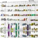 Adjustable Seashell Display Case Box Large Rock Fossil Arrowhead Display Case Crystal Organizer Clear Wall Mounted & Desktop 60 Room Shadow Box for Mini Pop Figure, Collectibles, with Mirrored & Lid