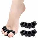 Toe Separator -Silicone Big Toe Corrector - Relieves Foot Pain, Hammer Toe, Bunions, and Curled Toe - 1 Pair of Black Adjustable Toe Separator for Both Men and Women (Black 2PCS)