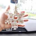 7 x Handmade Crochet Snowflake Rear View Mirror Accessories, Cute Car Hanging Ornament for Women's Interior Decor/Home Pendants
