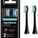 AquaSonic Genuine Standard Replacement Brush Heads | for Normal & Sensitive Teeth | Compatible with Many AquaSonic Toothbrush Handles (2 Pack Black)