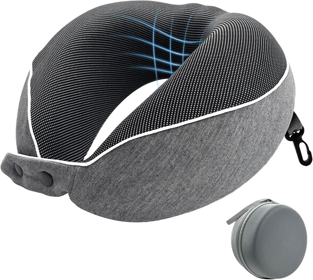 Memory Foam Travel Pillow,U-Shaped Neck Pillow for Sleeping Airplane and Car, with Portable Storage Case, Soft & Breathable, Provides Head & Neck Support