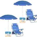 Nice C Toddler Beach Chair, Kids Beach Chair with Umbrella, Backpack Beach Folding Chairs, Backpack Camping Chairs, 5-Position Reclining, with Cup Holder, for Beach, Camping, Picnic (2 Pack)