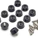 Rubber Feet for Cutting Board with Stainless Screws, 12 Pieces Non Slip Rubber Bumper Feet for Electronics 13/16" W x 3/8" H