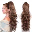 Clip on Ponytails for Women - 26 Inch Long Ponytail Extension, Wavy Pony Tails Hair Extensions, Synthetic Hair Extensions Ponytail, Clip in Ponytail (Color: Medium Brown Mixed Honey Blonde)