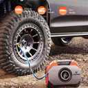 ETENWOLF VORTEX S6 Tire Inflator Portable Air Compressor for Heavy-duty Vehicle, Cordless Air Pump for Car & Inflatables with 19200 mAh Battery, 100% Duty Cycle & Dual Cylinder Bike Pump, Vivid Orange