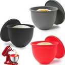 Silicone Bowl Liner for KitchenAid Tilt-Head 5QT Mixers - 3 Liners & 3 Lids Included, Leak-Proof Sealing Design, Easy-to-Replace Food-Grade Silicone Bowls (Not for Bowl-Lift Models)