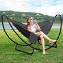 SUNCREAT Hammocks for Outside with Stand, Porch Hammock and Stand, 475 lbs Capacity, Patent Pending, Dark Gray
