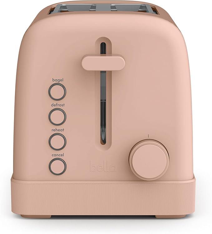 bella 2 Slice Slim Toaster, Fitsanywhere™ Kitchenware, 6 Setting Shade Control with Reheat & Cancel Buttons, Fits sourdough, 10” Long Slot, Anti Jam & Auto Shutoff, 900 Watt, Blossom