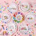 144 Pcs 48 Guests Happy Birthday Party Plates and Napkins 7/9 Inch