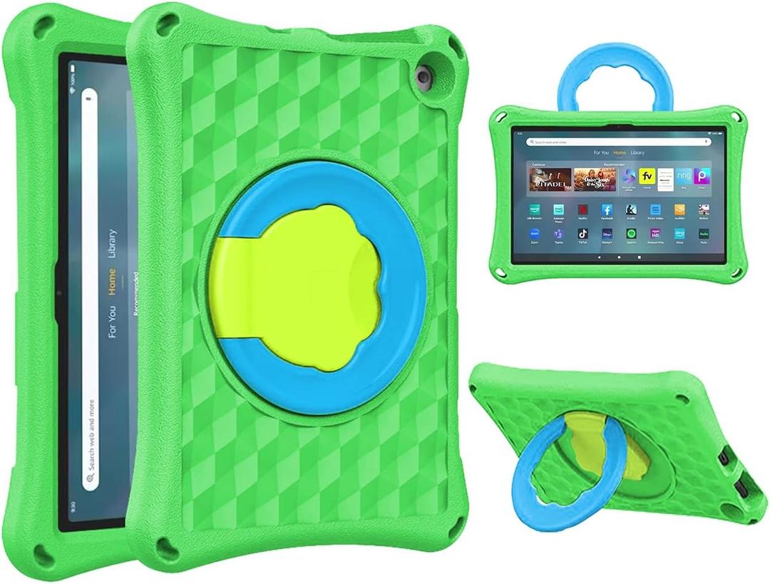 10 inch Tablet case for Kids.(2023/2021 Release).Light Weight Anti Slip Shockproof Kids Friendly Case(Incompatible with iPad Samsung TCL 10in Tablet). (Green)