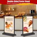 Sidewalk Sign Heavy Duty - 24x36 Inch Double-Sided Poster Stand with 360 Rotating Wheels, Rolling Metal Sandwich Board Floor Standing Sign Holder for Event Businesses Outdoor, Frame Only