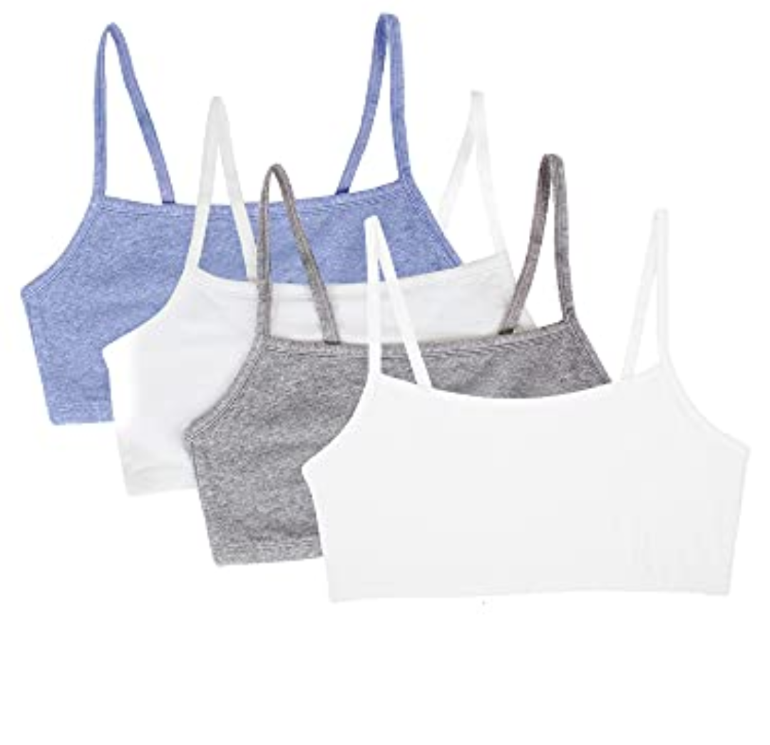 Fruit of the Loom Women's Spaghetti Strap Cotton Pullover Sports Bra Value Pack of 4 Size/Talla 44