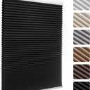 MYshade 1.5-Inch Cellular Cordless Blackout Shades,Thermal Insulating Noise Reducing Waterproof Blinds,Honeycomb Window Treatments for Indoor Light Control (Black-35 W x 72" H)